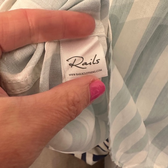 Rails ULI Lace-up Top in Block Stripe - Blue White with rope ties - Picture 11 of 11